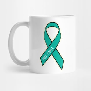 Fuck Cancer Ovarian Support Ribbon Teal Awareness Mug